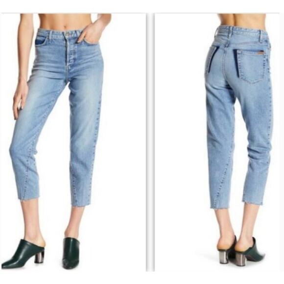 Joe's Jeans The Debbie High Rise Straight Crop 2-Tone Blue Raw Hem 27 - Picture 1 of 10